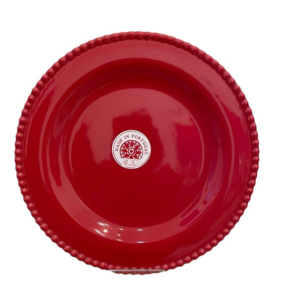 MATCERAMICA Portugal Red Salad Plates 9in Set of 4 Ceramic Beaded Edge NEW - Picture 2 of 15